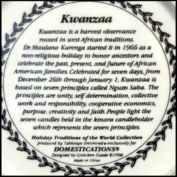 Vintage ‘98 Gretchen Gaede Holiday Traditions of the World Africa/Kwanzaa Plate - Picture 5 of 5